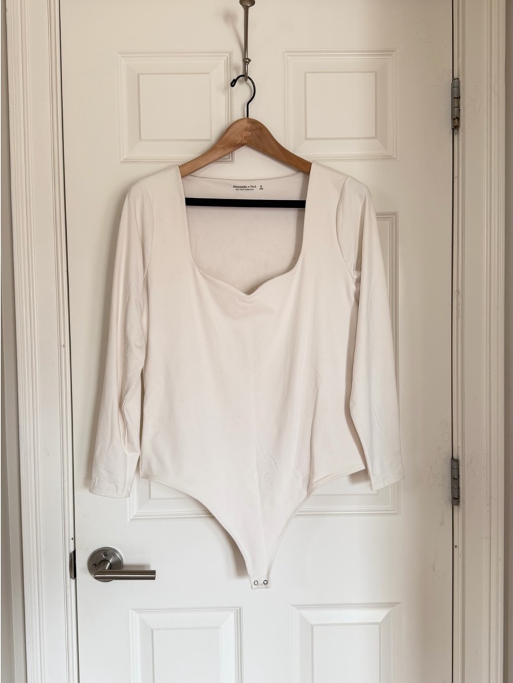 Abercrombie & Fitch Cream Long Sleeve Scoop Neck Bodysuit